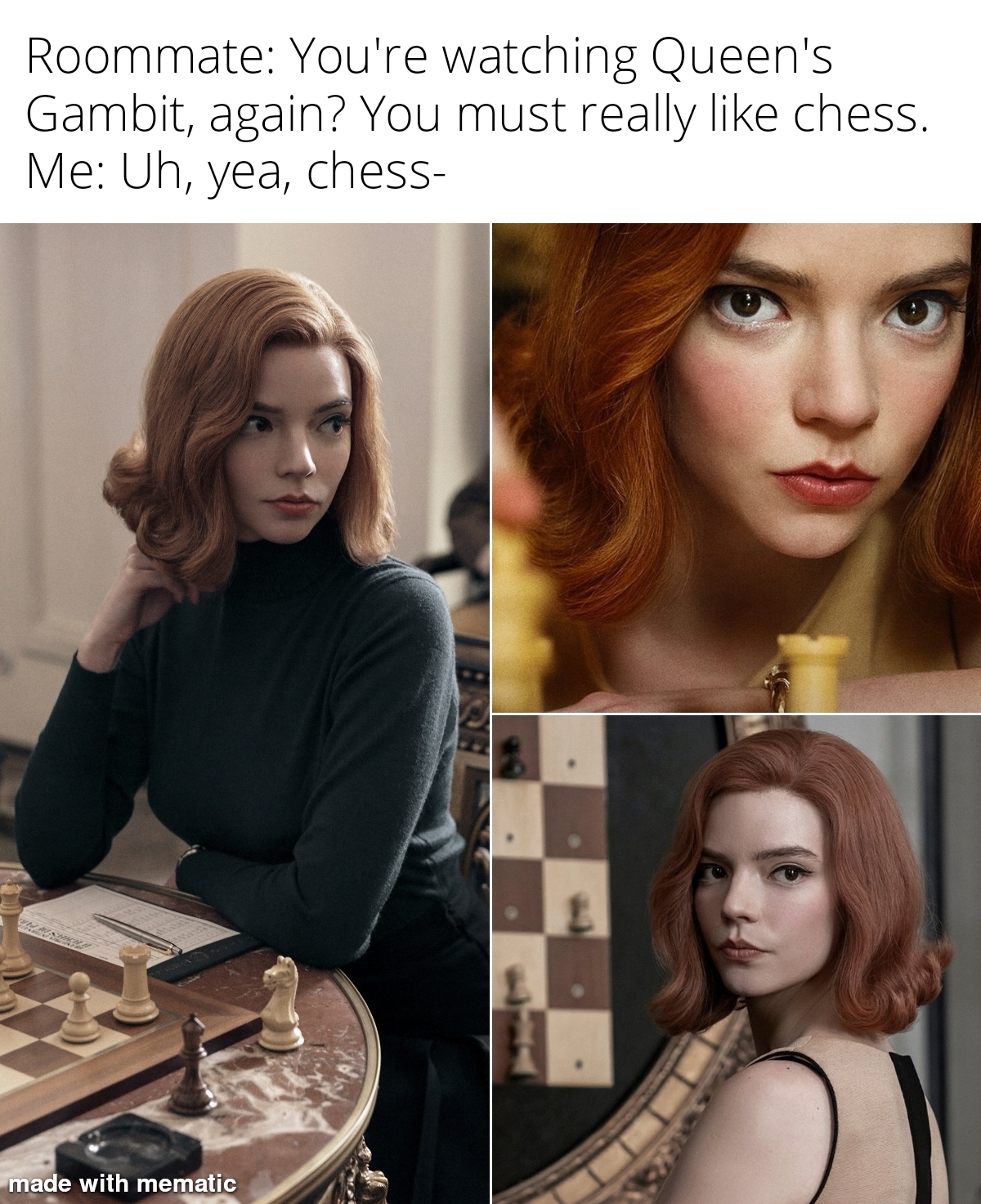 Queen's Gambit chess plot meme