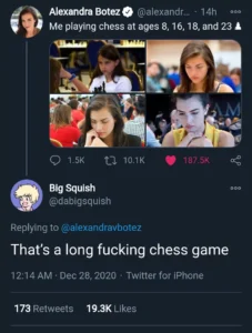 Alexandra Botez Playing A Very Long Chess Game