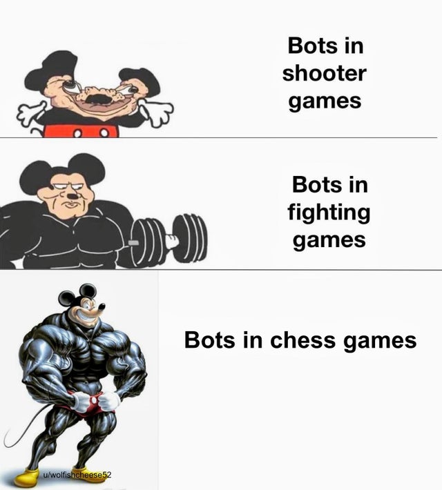 Bots in Chess games Mickey Mouse meme
